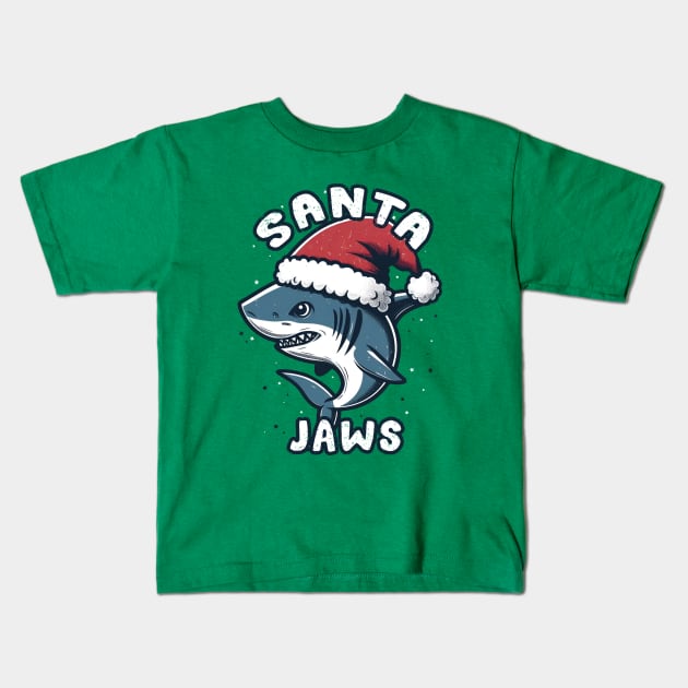 Santa Jaws- Funny Christmas Shark Kids T-Shirt by Trendsdk